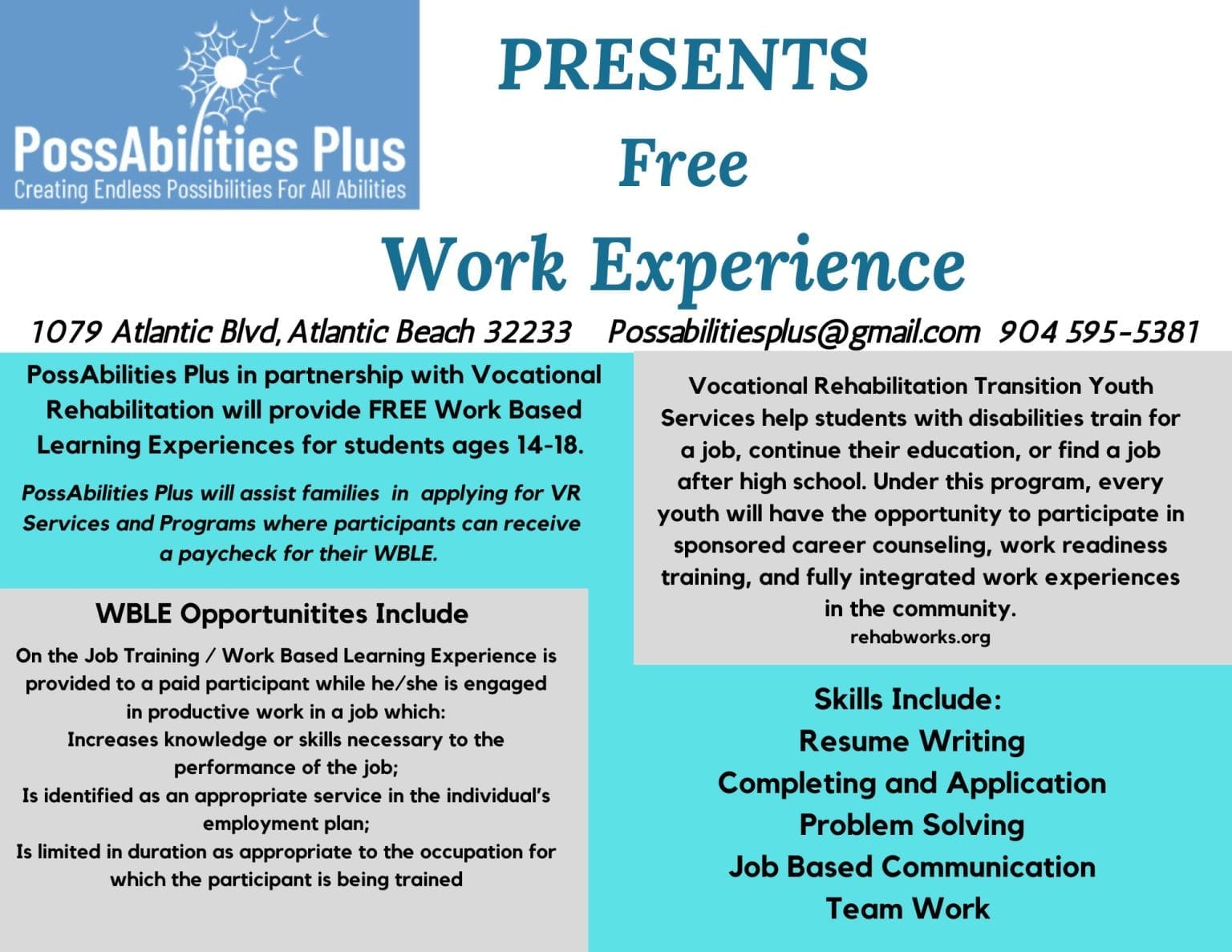 Work Based Learning Experience Job Training - PossAbilities Plus